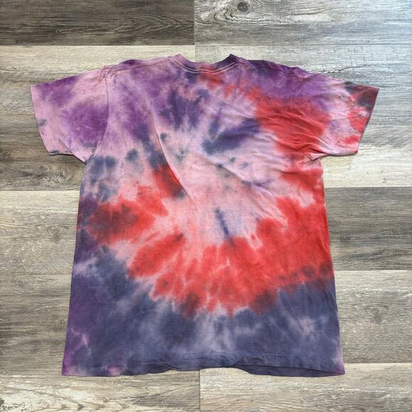 Vintage 80s Fruit of The Loom Tie Dye Mens L Single Stitch T-Shirt Pocket Tee - Picture 2 of 7